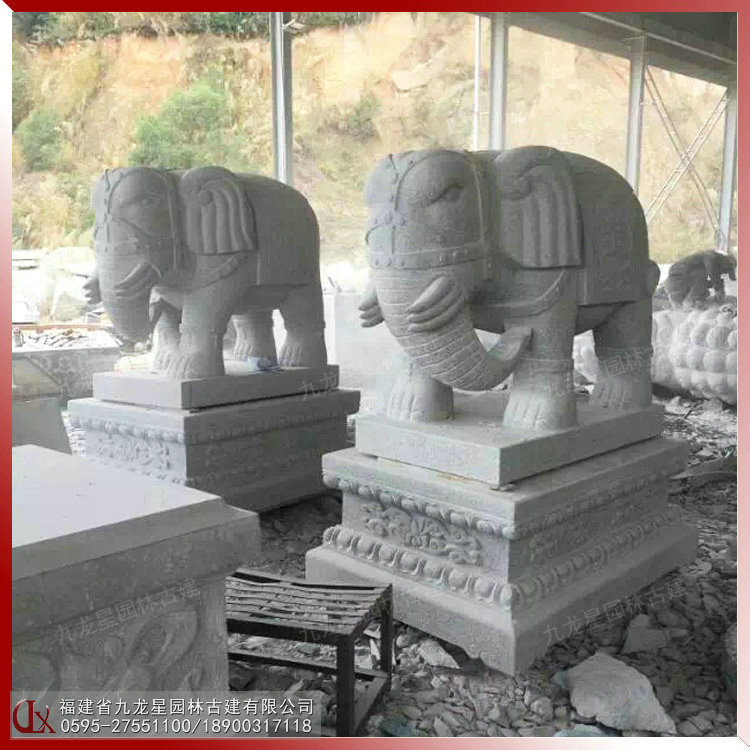 石雕寺廟大象圖片