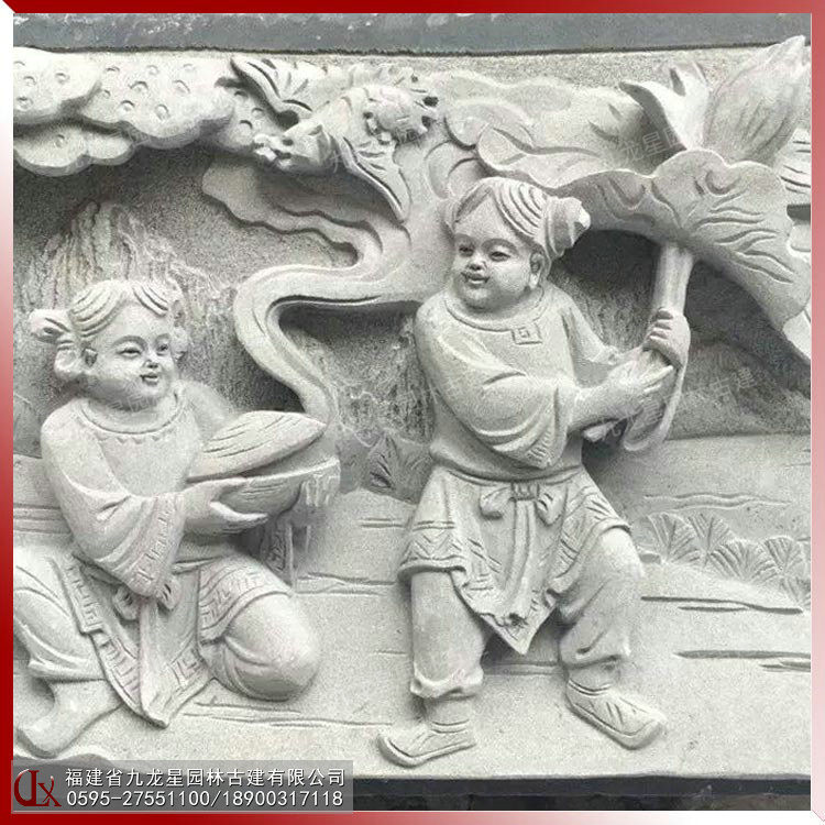 石雕浮雕和合二仙