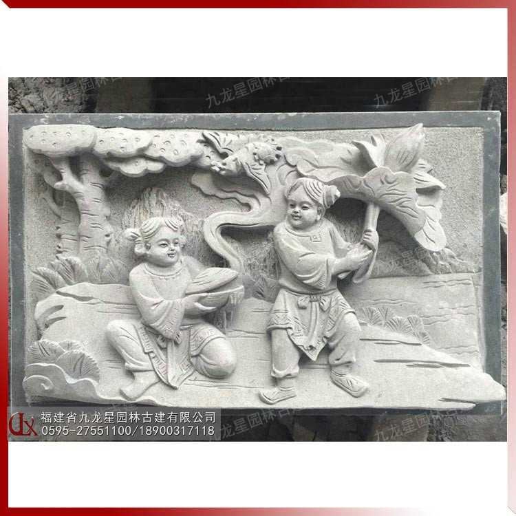 石雕浮雕和合二仙